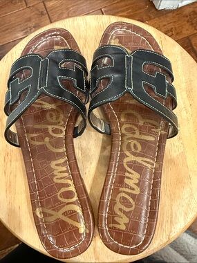 Sam Edelman Black Slide Sandals with Brown Footbed - Women's Casual Slip-Ons
